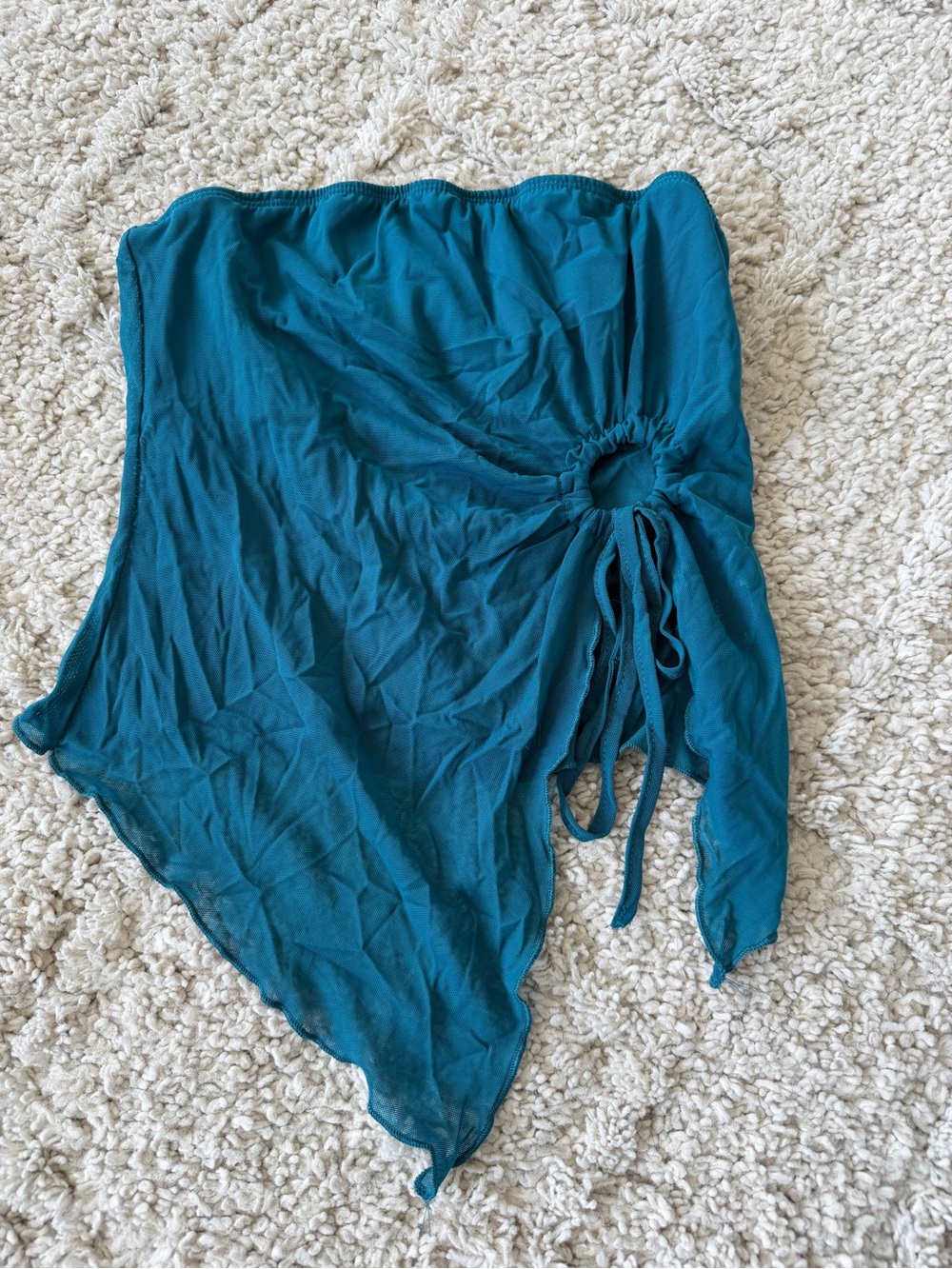 SHEIN Teal One-Shoulder Top with Side Cinch